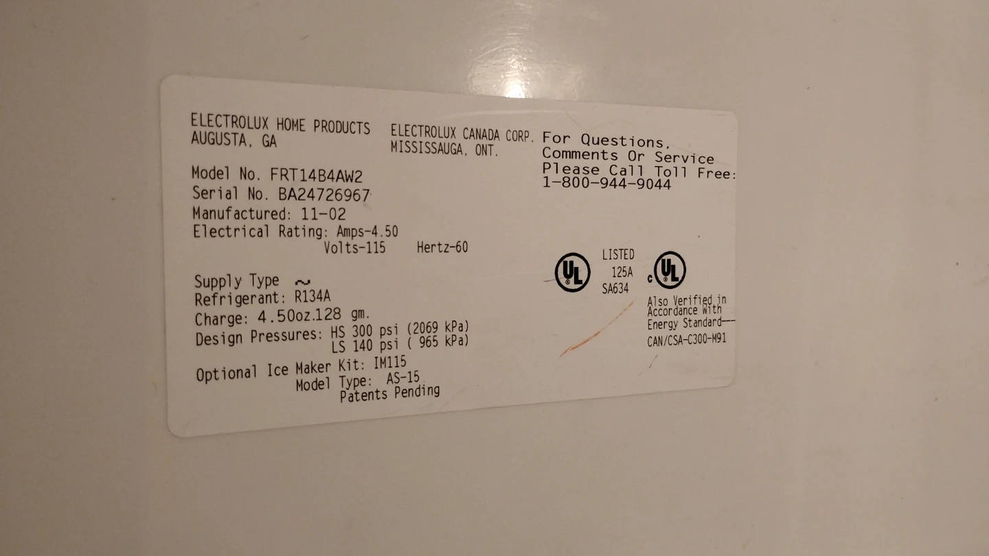 Electrolux FRT14B4AW2 Refrigerator - photo 4