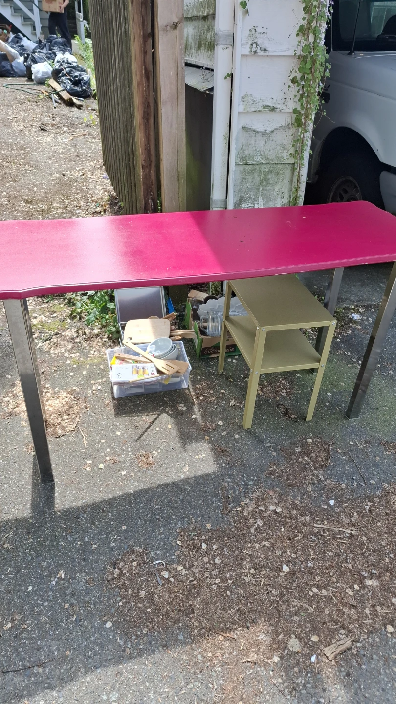 Bright Pink Table with Silver Legs