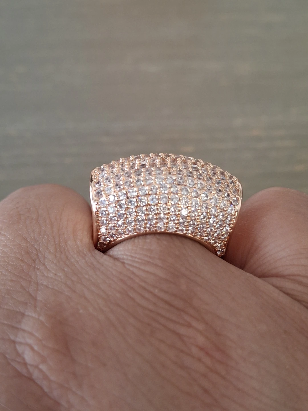 Rose Gold Pave Crystal Ring - photo 2