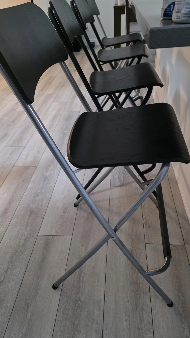 Ikea 4 Black Folding Bar Stools