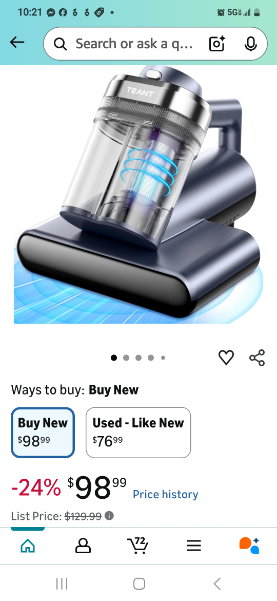 TEANT Upgrade Cordless Mattress Vacuum