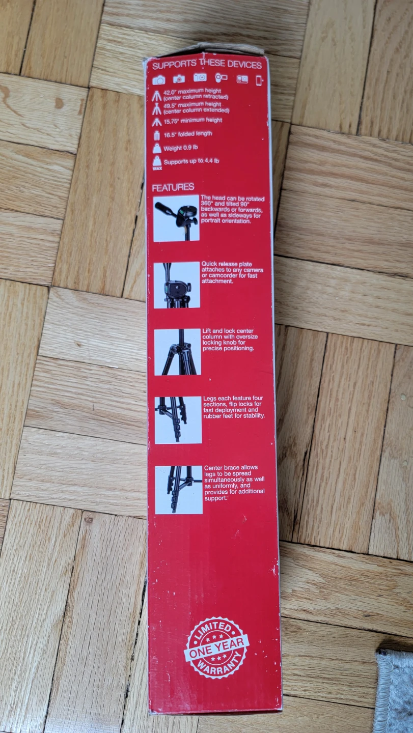 Sunpak Compact 50 Aluminum Tripod with 3-Way Pan and Tilt Head - photo 2