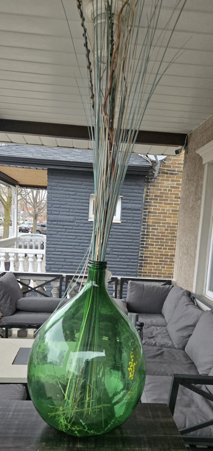 Green Glass Demijohn Vase