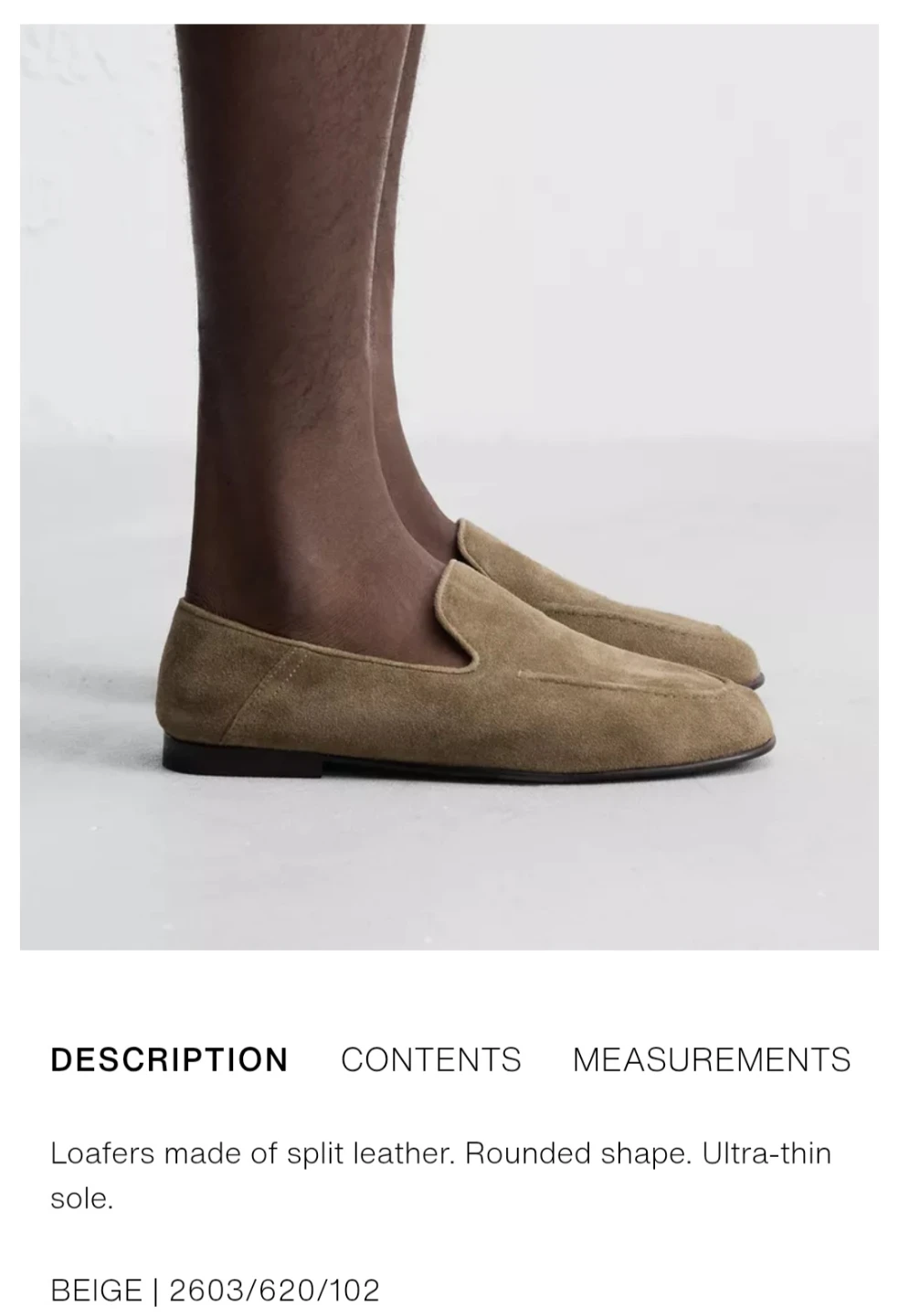 Zara Man Beige Split Leather Loafers Size 40