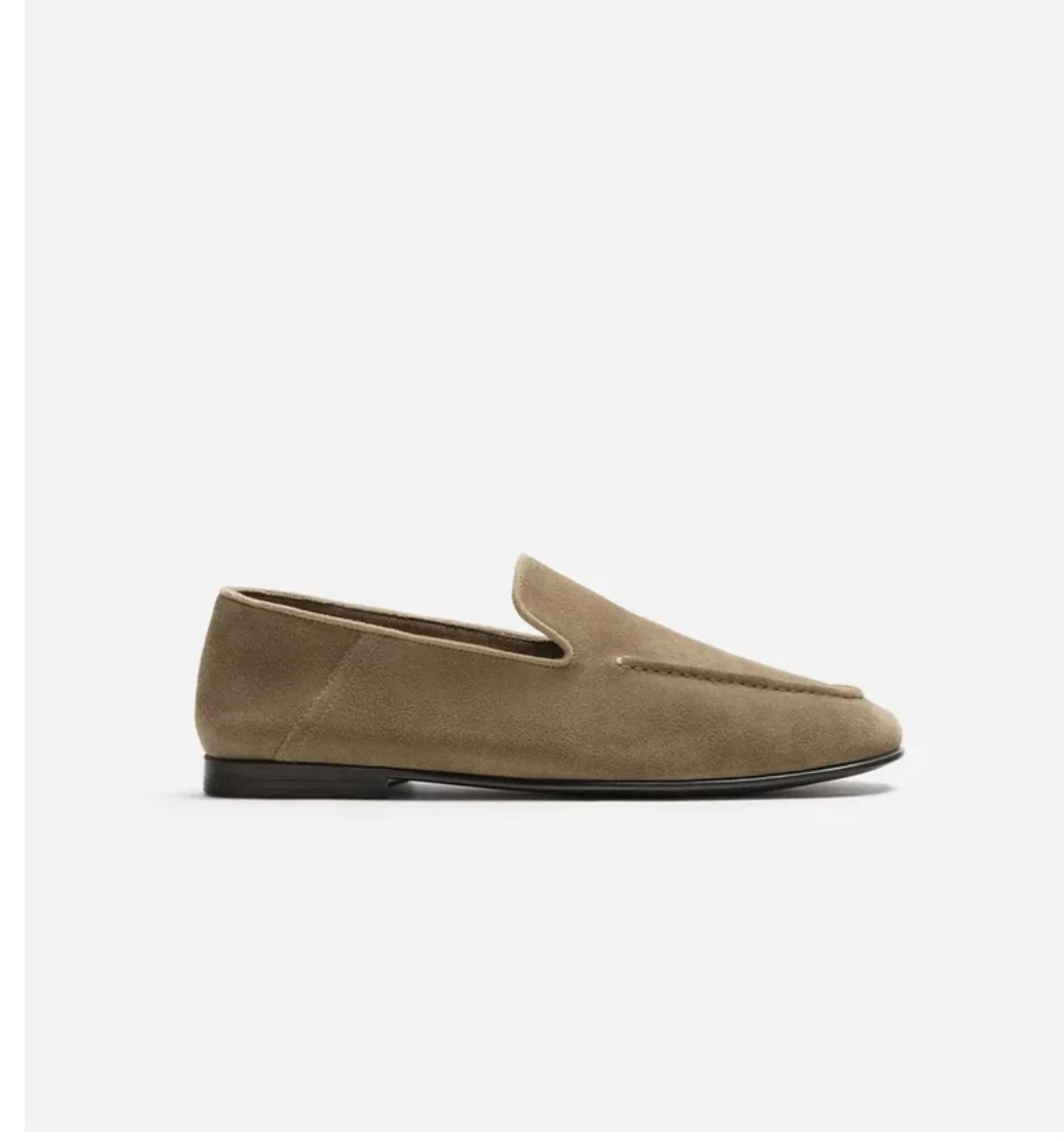 Zara Man Beige Split Leather Loafers Size 40 - photo 4