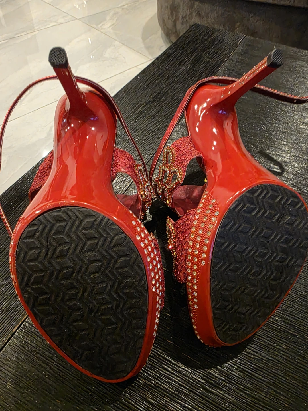 Red Sparkly Heels with Rhinestones - Shoe Designer - photo 3