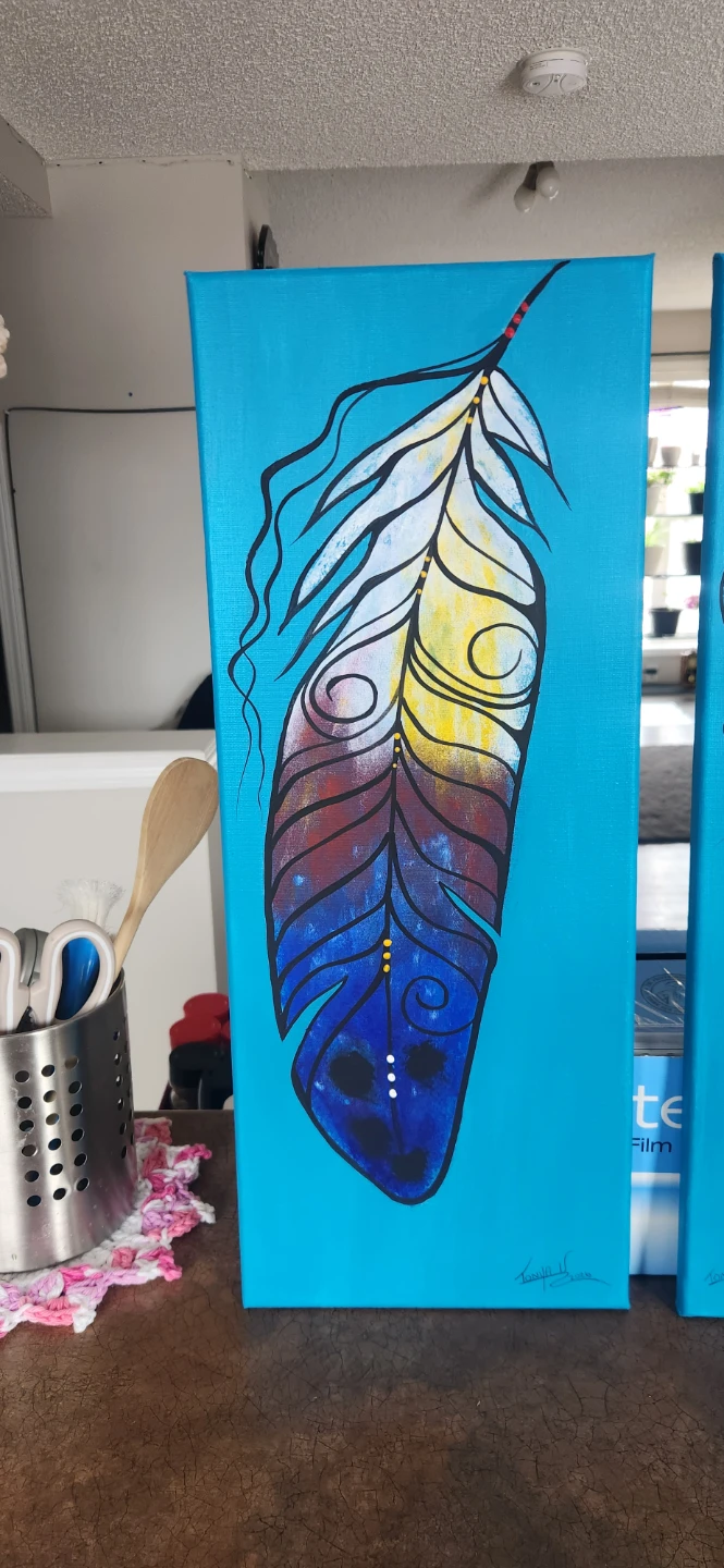 Set of 2 Canvas Feather Paintings - photo 3