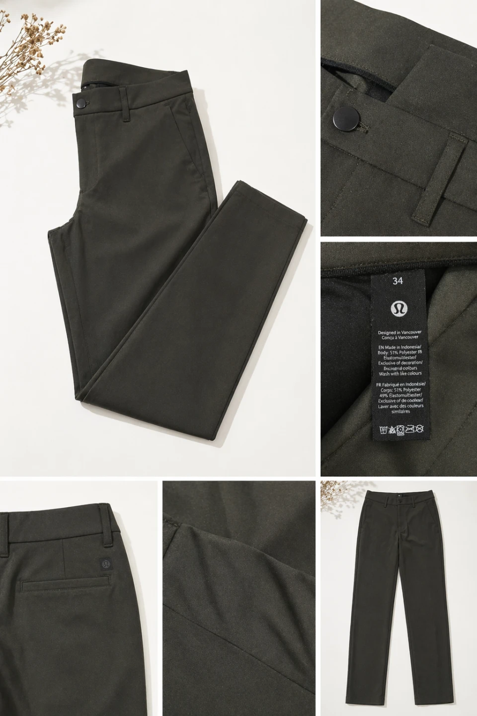 Lululemon ABC Pants 34 Olive Green