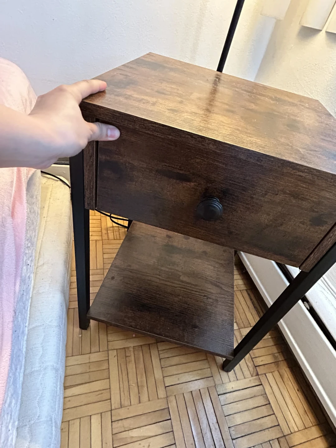 Rustic Wood Nightstand with Drawer - photo 2