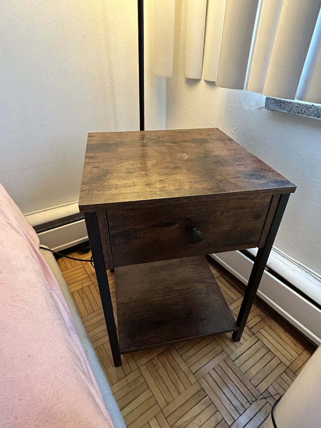 Rustic Wood Nightstand with Drawer