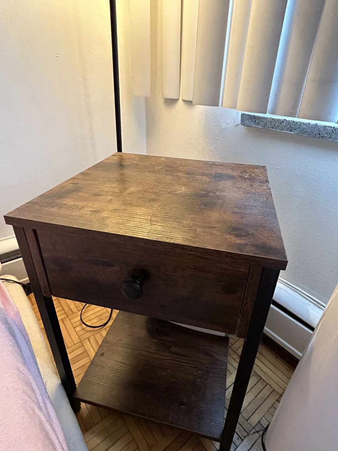 Rustic Wood Nightstand with Drawer - photo 3