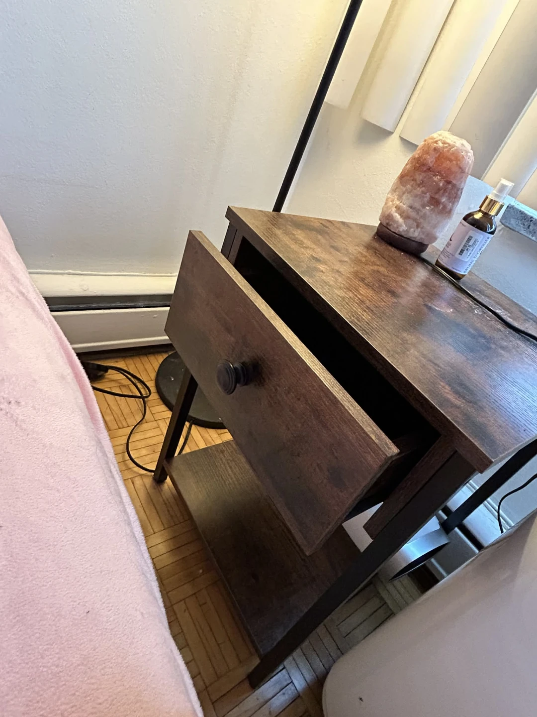 Rustic Wood Nightstand with Drawer - photo 5