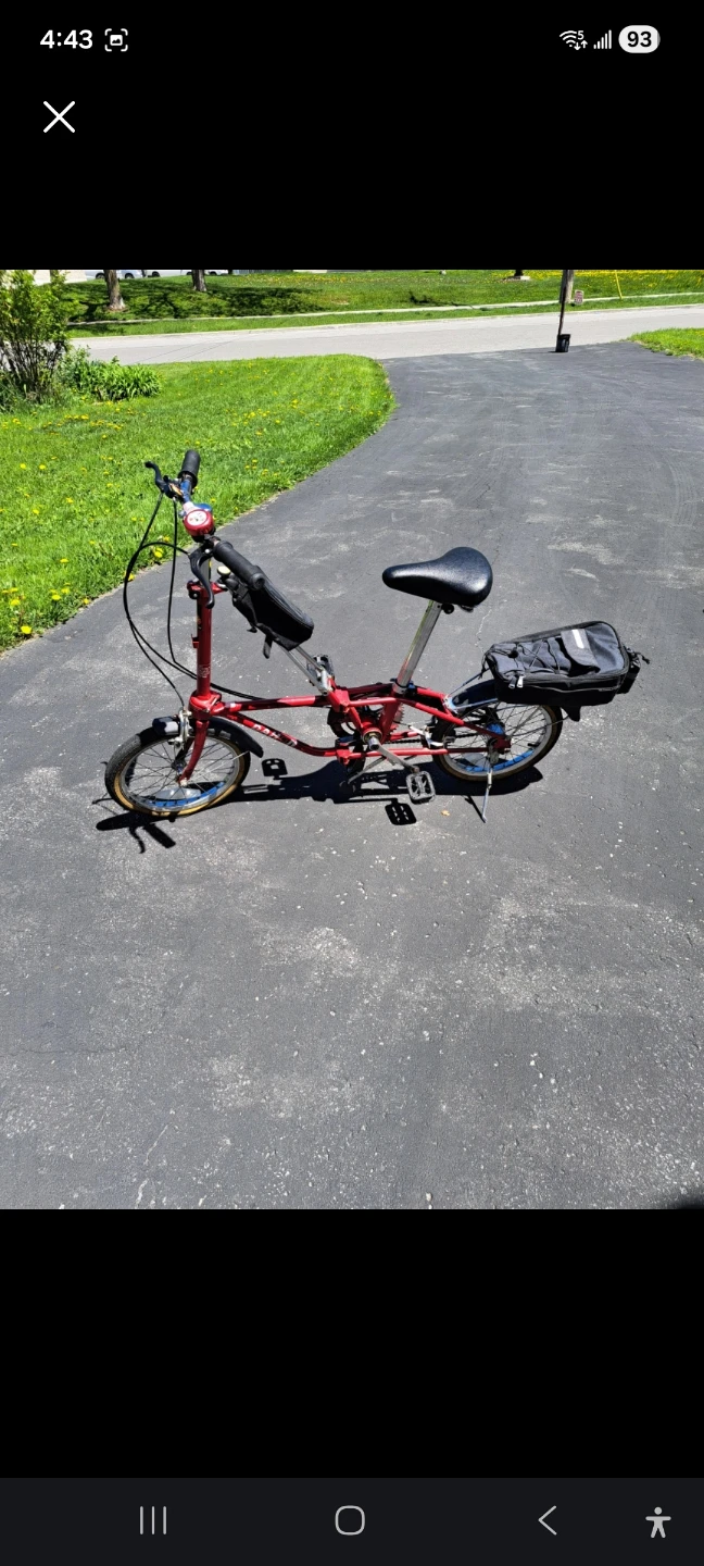 Red Folding Bike with Saddle Bags