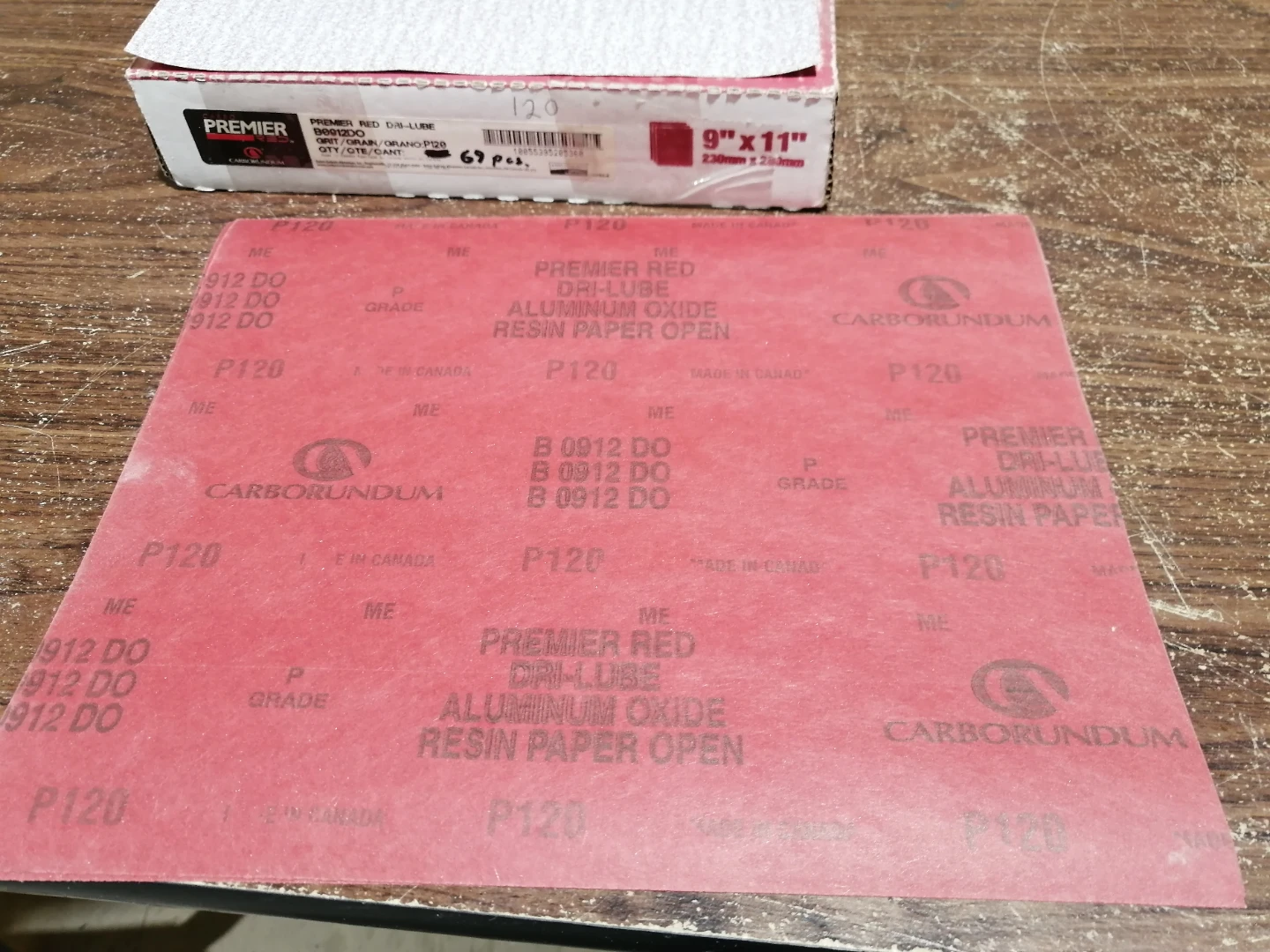 Premier Red Dri-Lube Sandpaper P120 Grit 9"x11" (69 pcs) - photo 2
