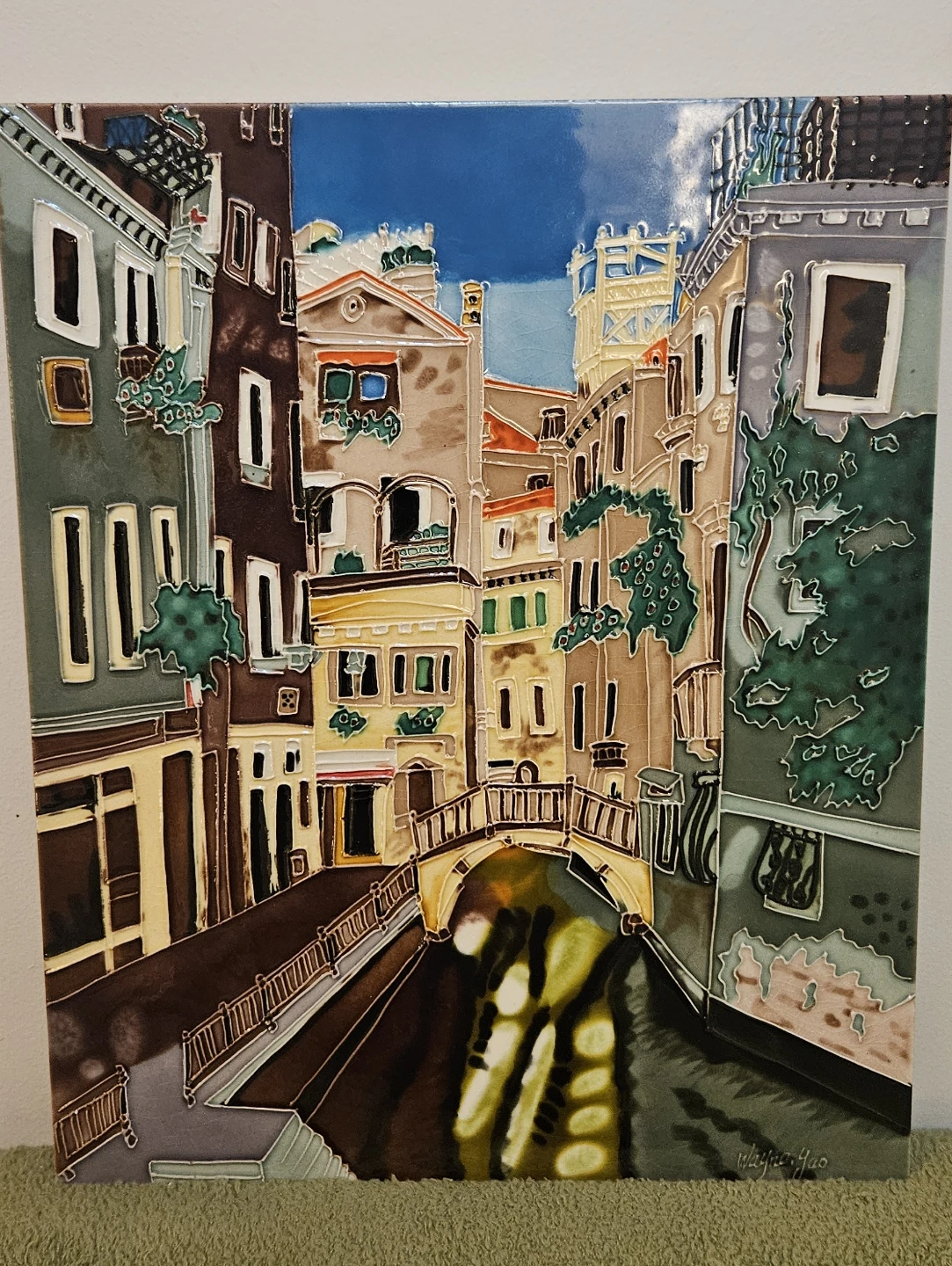 Venice Canal Scene Ceramic Tile Art