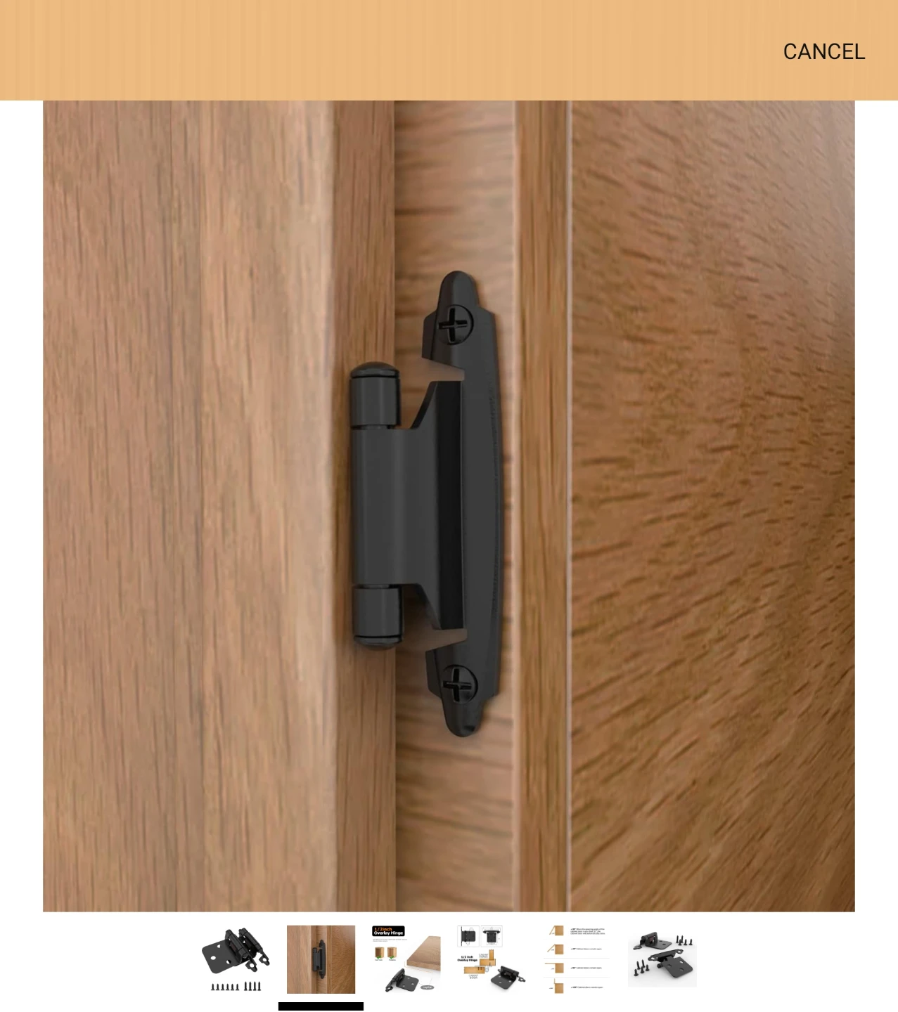 1/2 Inch Overlay Cabinet Hinges - Black 50pack - photo 2