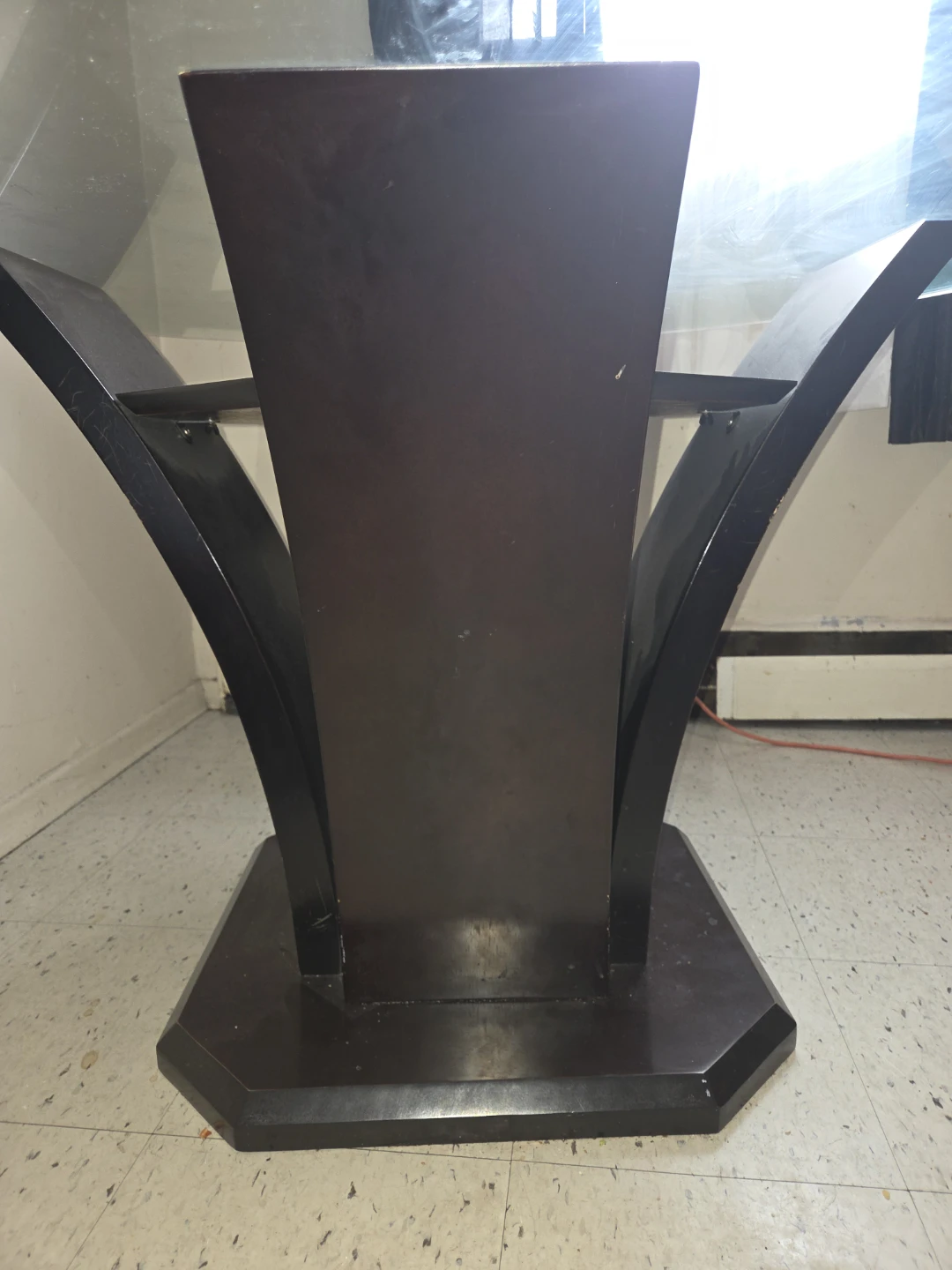 Glass Top Dining Table with Dark Wood Base - photo 2