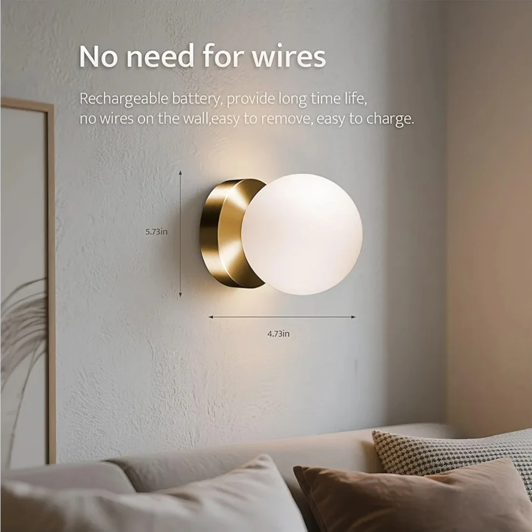 Gold Battery Operated Wall Sconce Lamp - photo 3