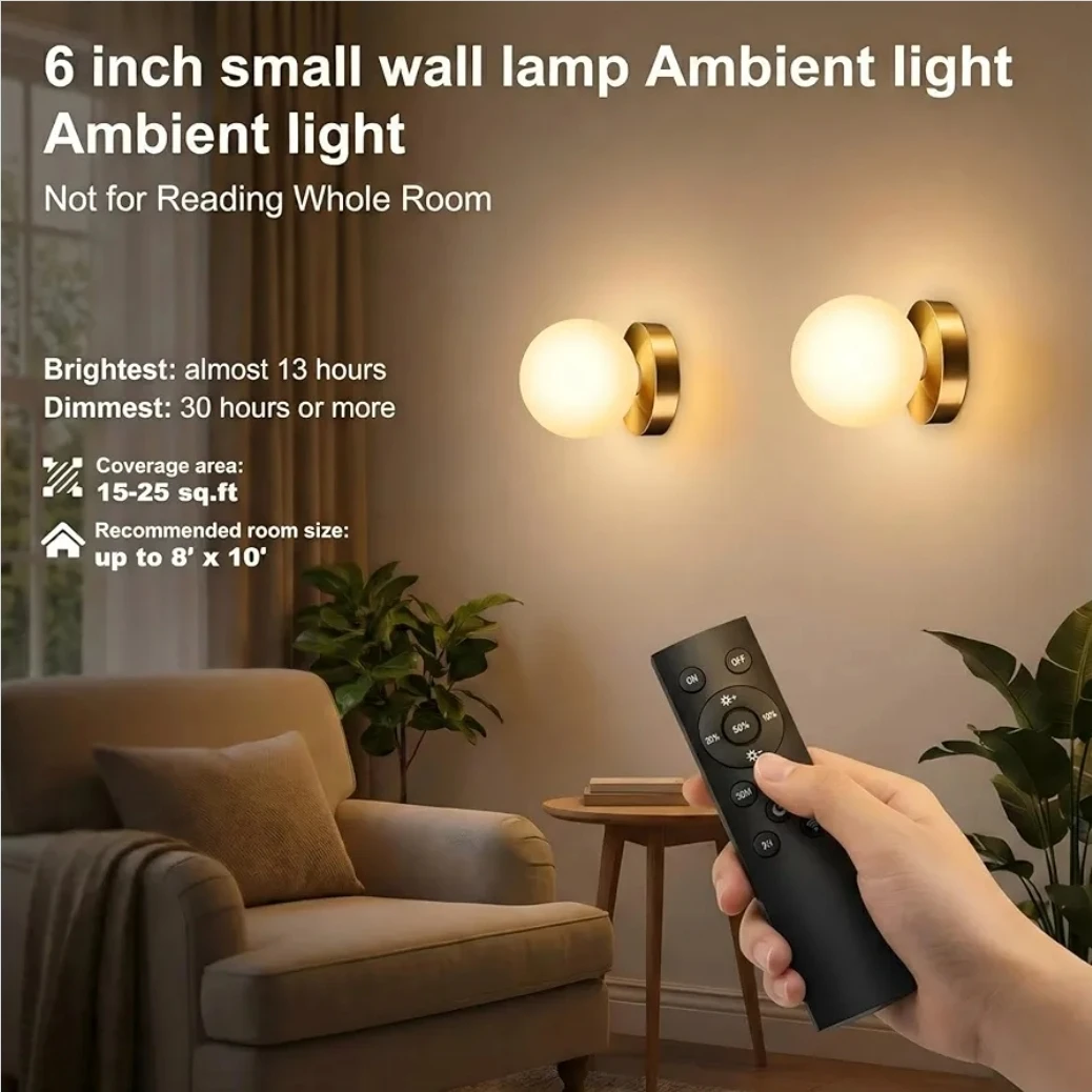 Gold Battery Operated Wall Sconce Lamp - photo 4