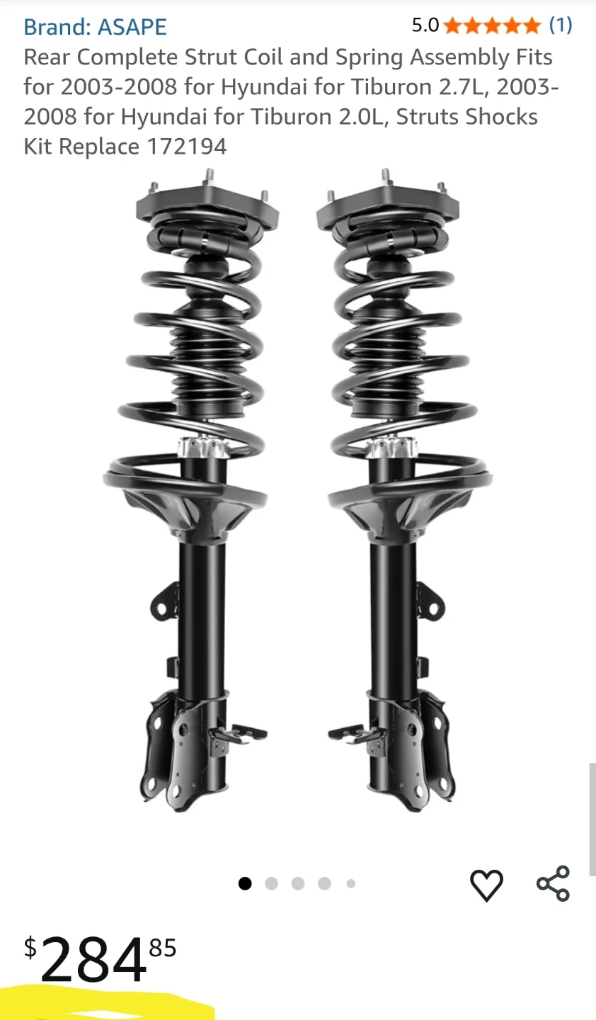For 2003-2008 Hyundai Tiburon Rear Complete Struts & Coil Spring - photo 5