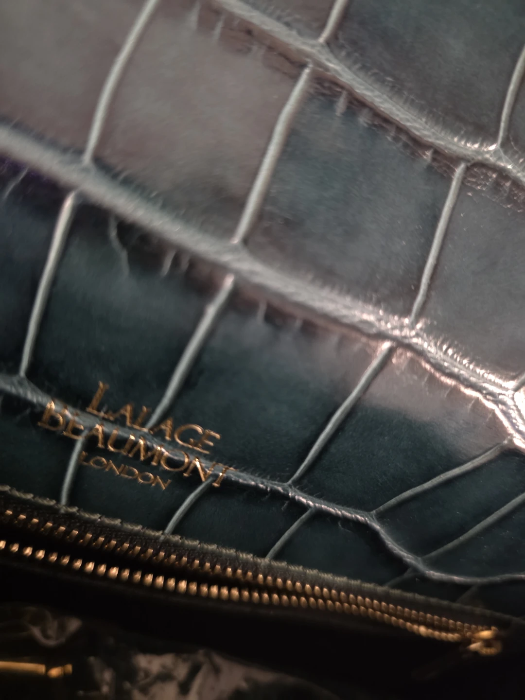 Green Croc-Embossed Top Handle Handbag - photo 3