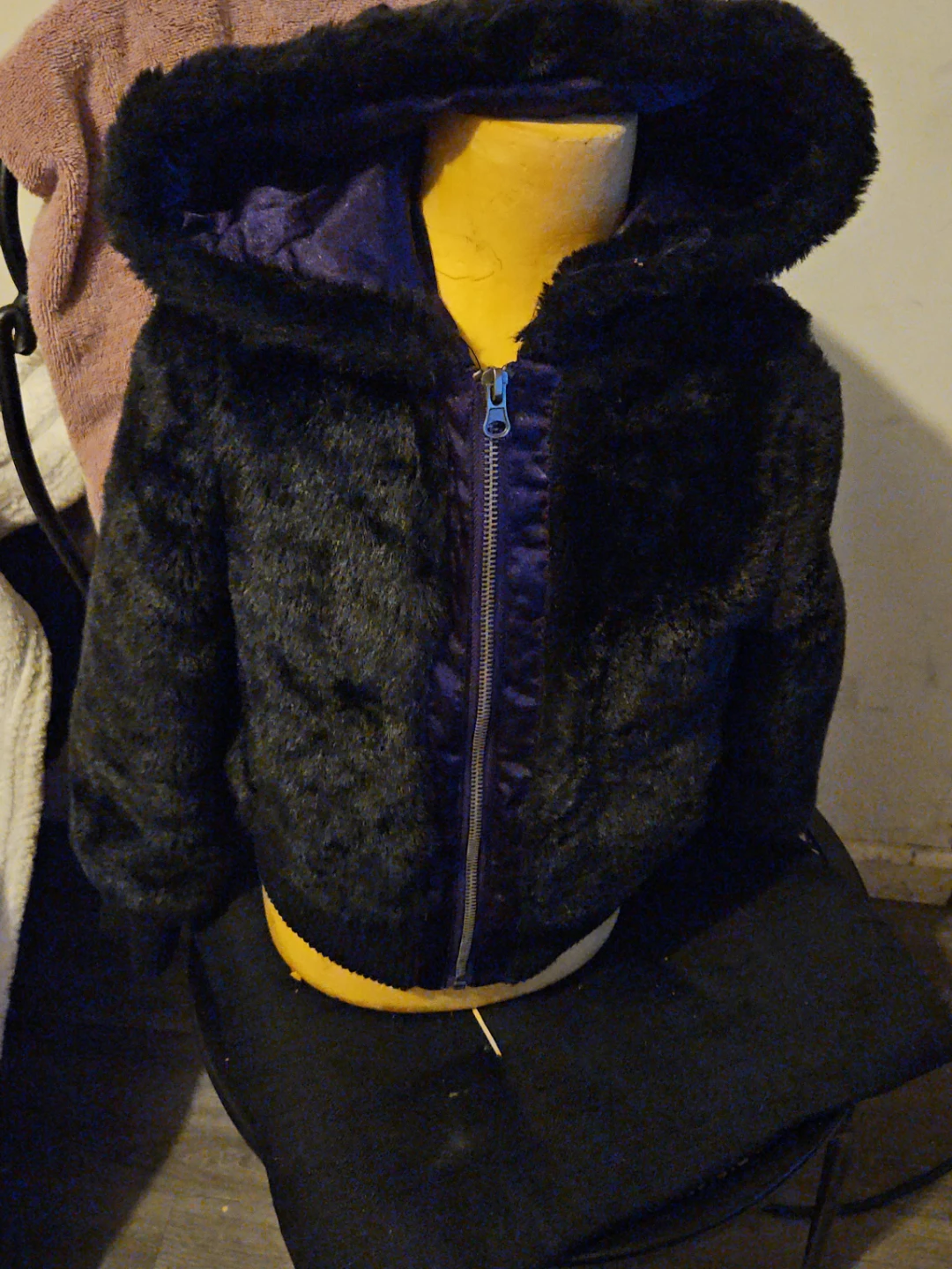 Cherokee Black Faux Fur Hooded Jacket