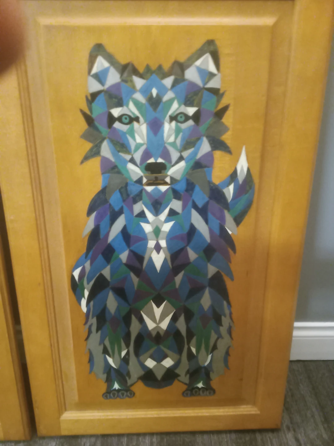 Set of 3 Cabinet Doors with Wolf Art - photo 4