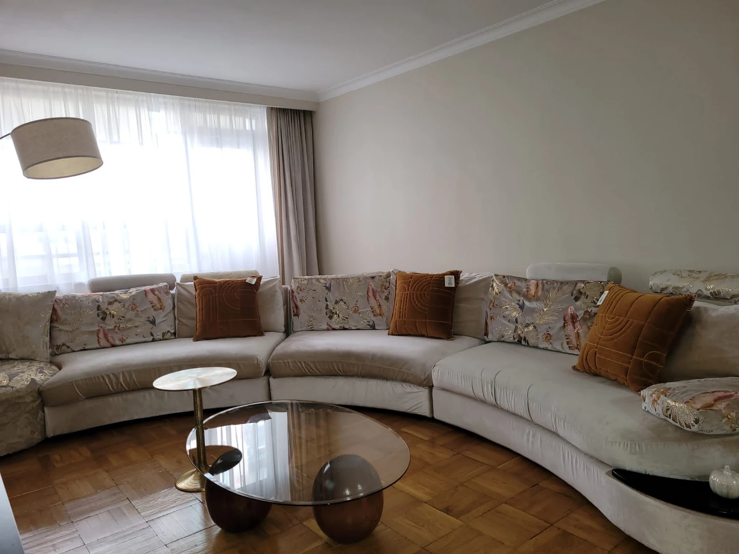 Curved Sectional Sofa with Decorative Pillows - photo 4