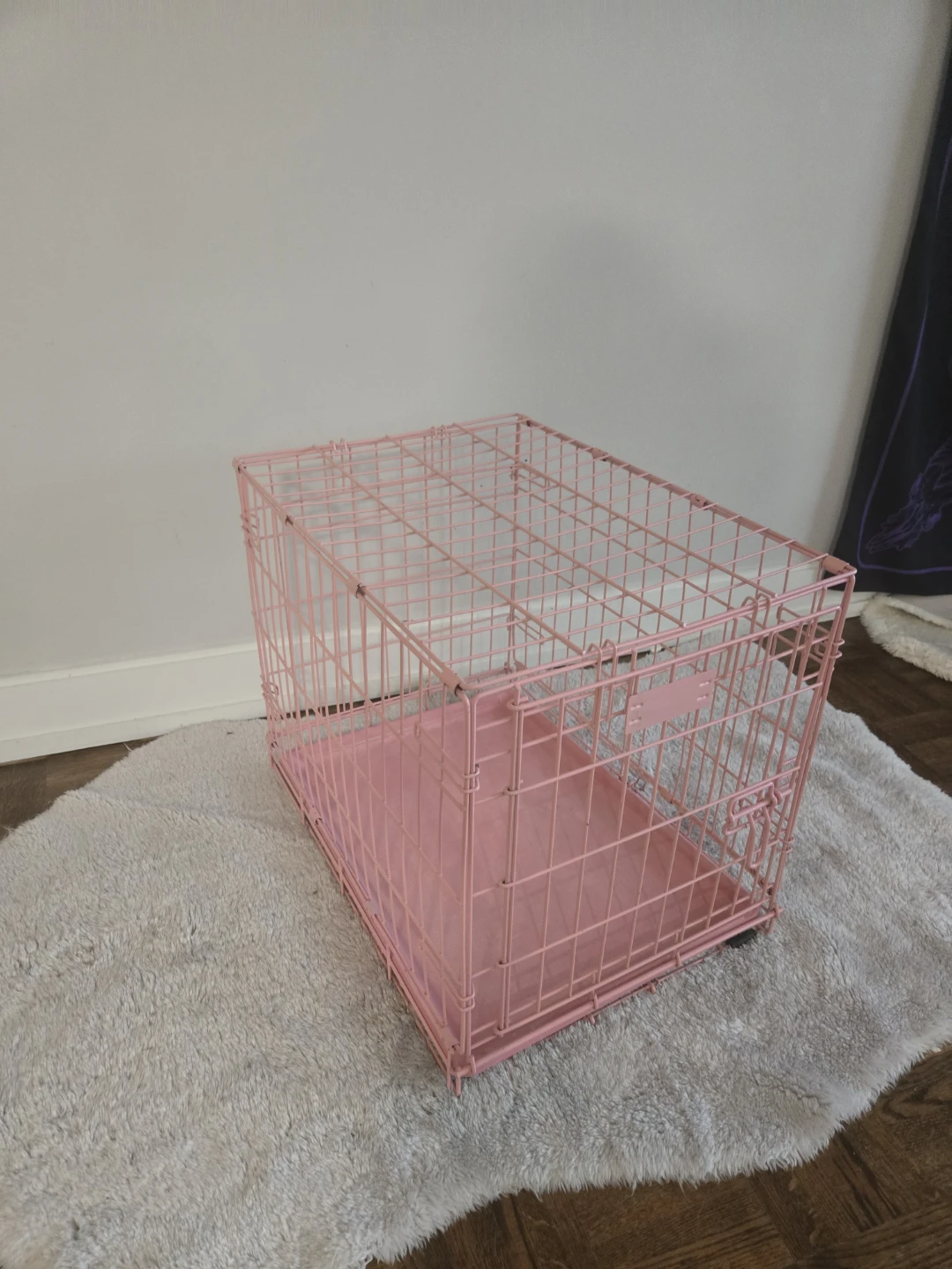 Pink Metal Pet Crate with Tray