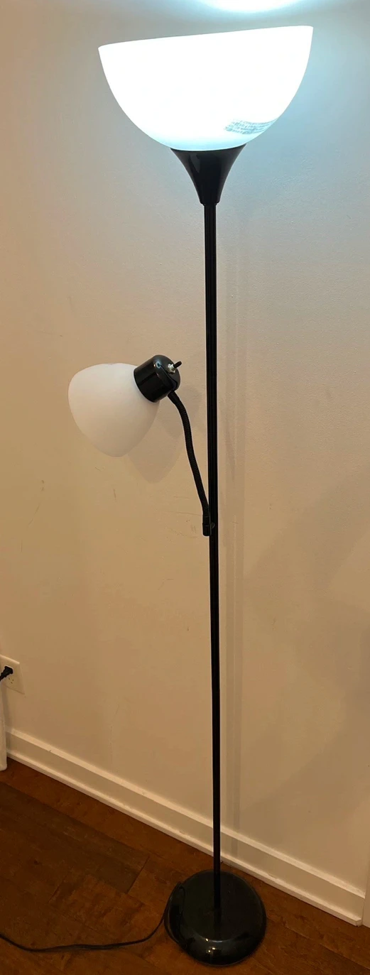 Black floor lamp with adjustable reading light
