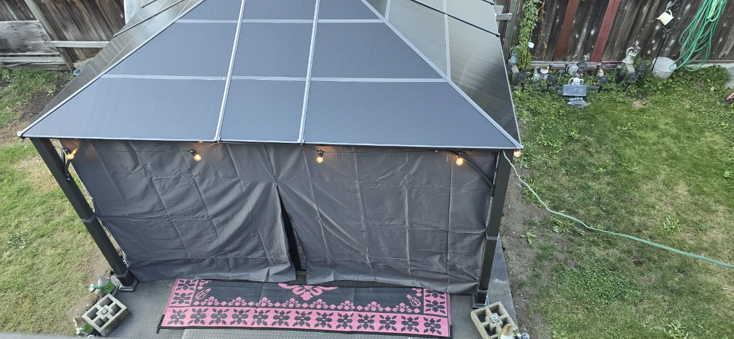 12 x 12 polycarbonate gazebo with netting & privacy panels - photo 3
