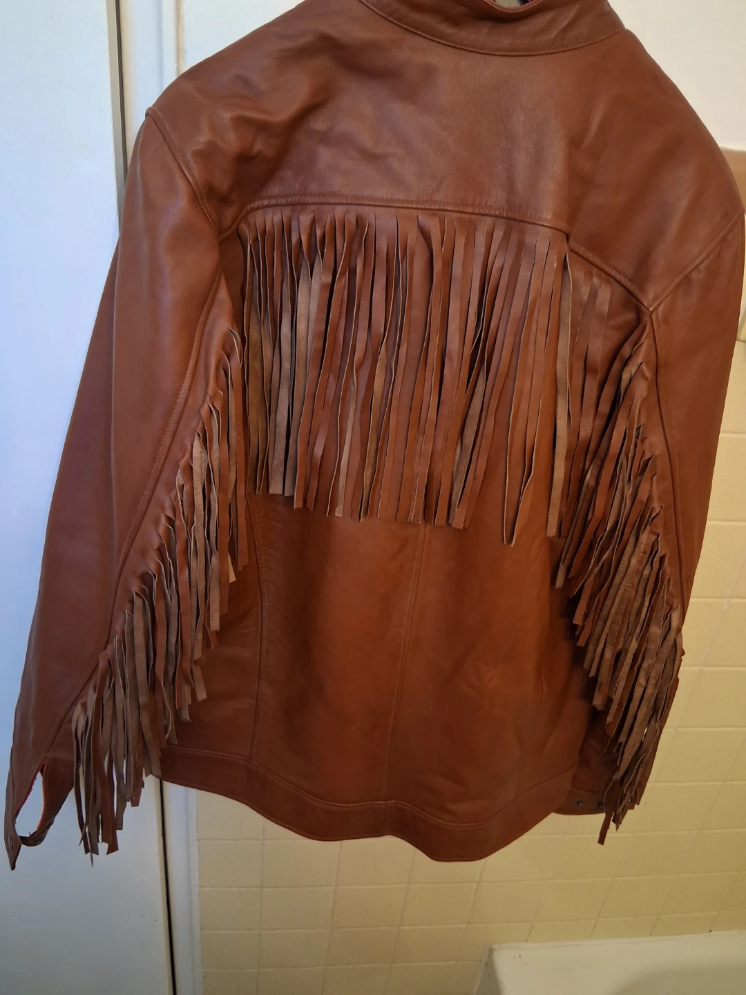 Brown Leather Jacket with Fringe