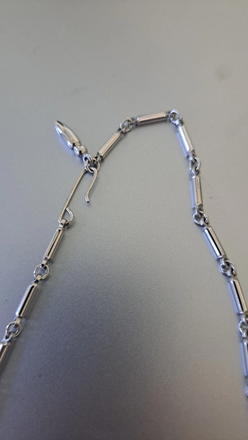 Silver Tone Necklace with Blue Square Insets - photo 3