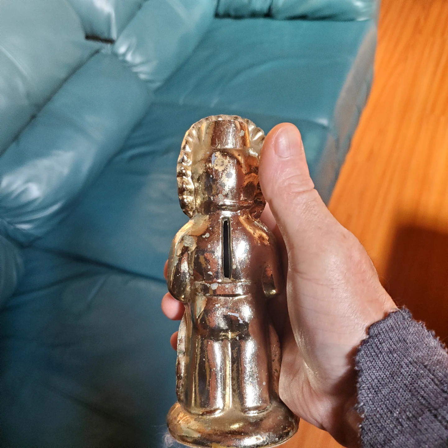 Vintage Metal Native American Coin Bank - photo 2