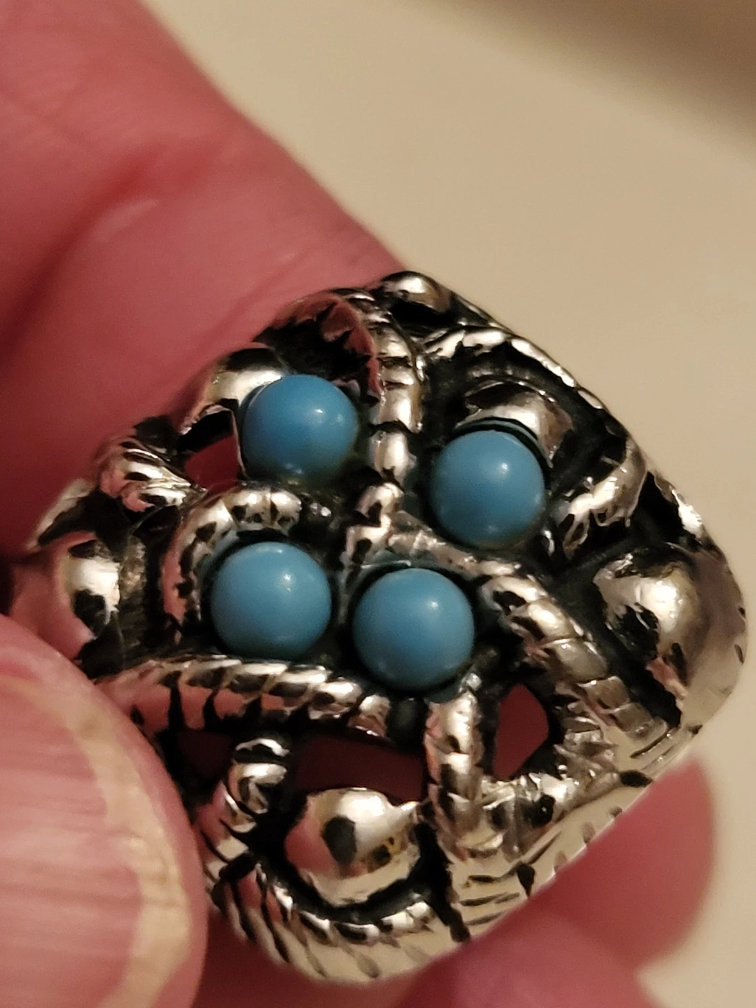 Avon Silver Tone Ring with Blue Stones - photo 2