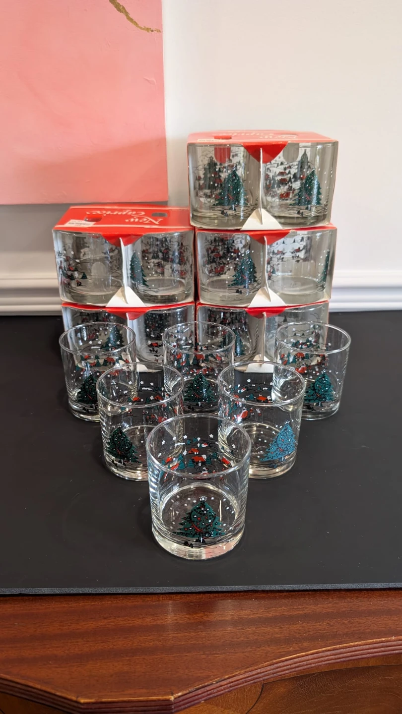 Vintage Christmas Glasses - Set of 26