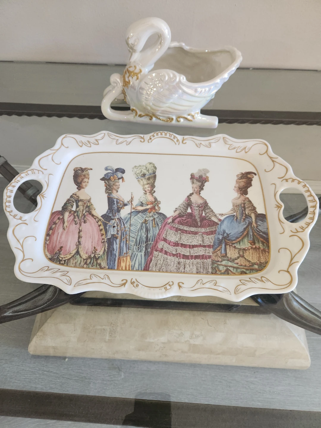 Decorative Tray with Vintage Ladies Design