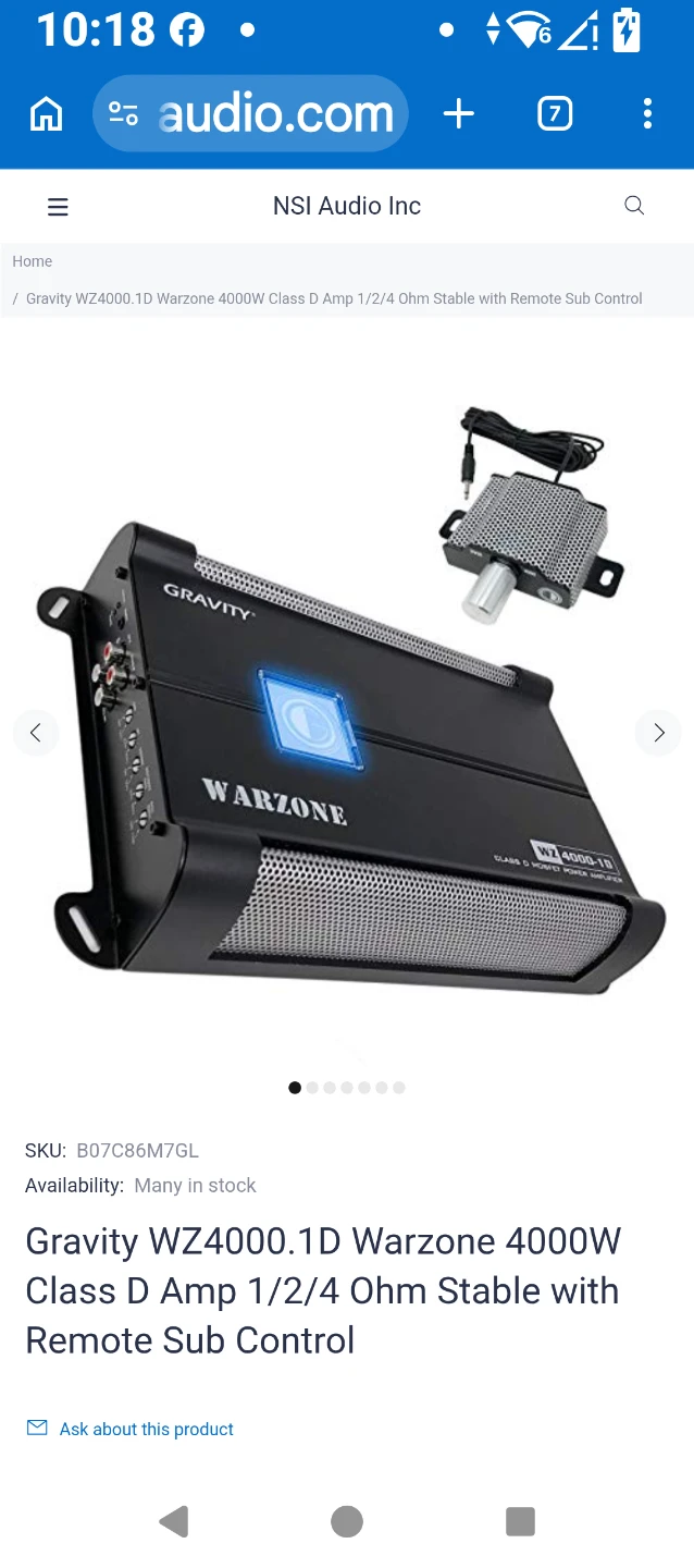 Gravity WZ4000.1D Warzone 4000W Class D Amplifier