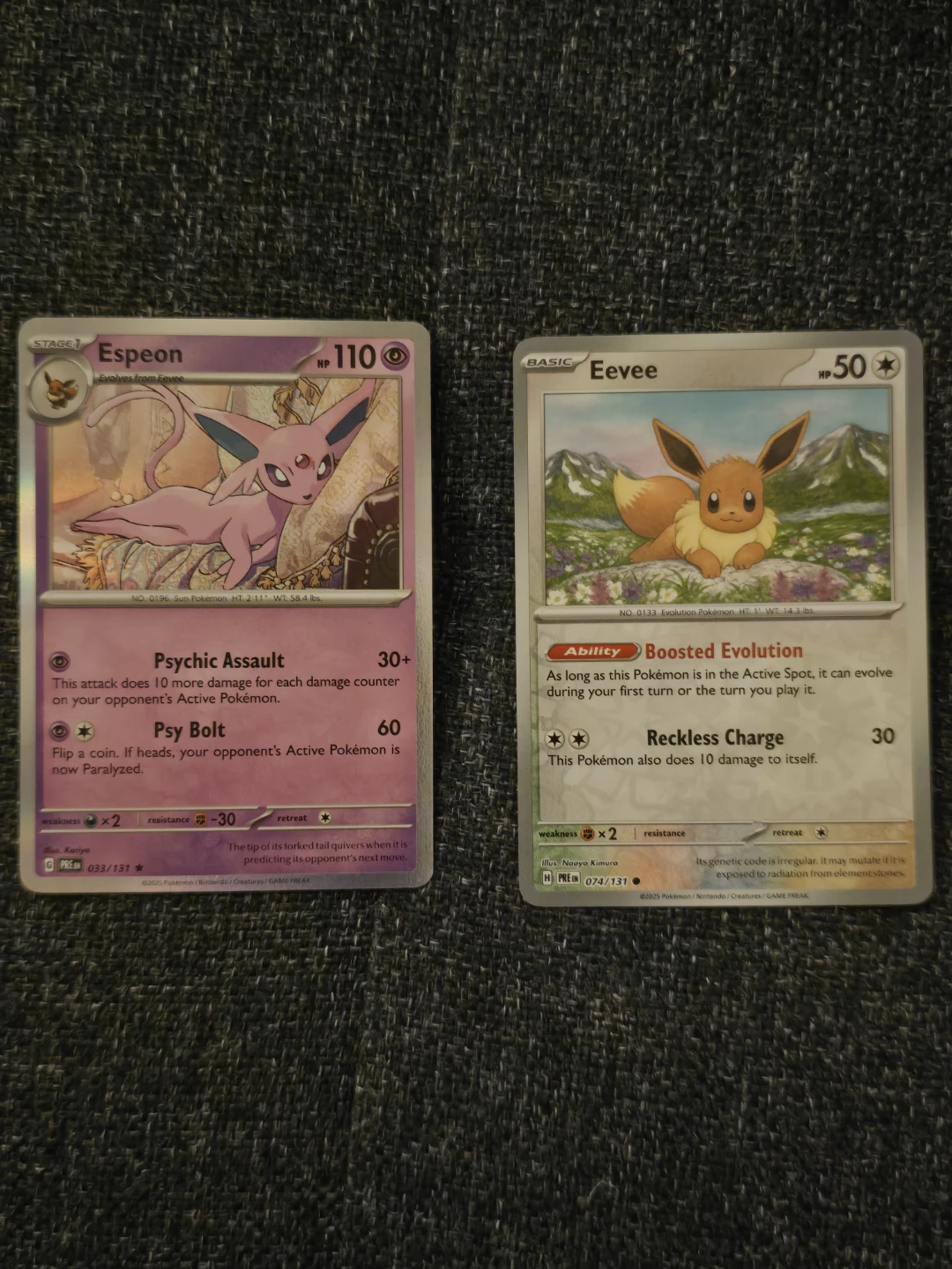 Shiny Pokémon Espeon & Eevee Trading Cards