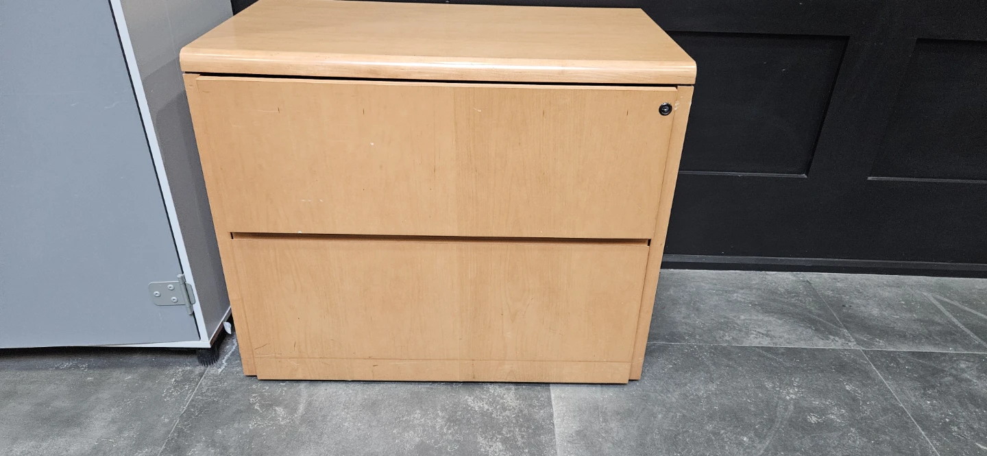 Light Wood Two-Drawer Filing Cabinet