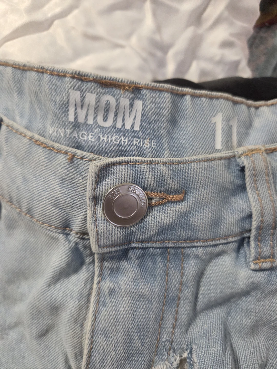 MOM Vintage High Rise Denim Shorts with Lace Inset - photo 2