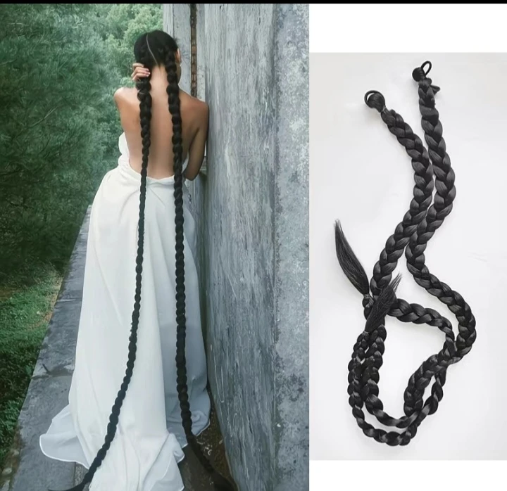 Black Braided Hair Extensions (2pcs)