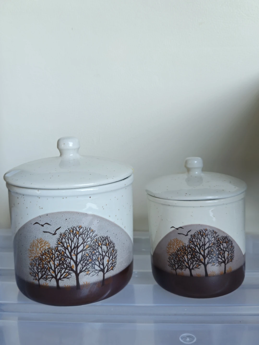 Ceramic Canisters Set of 2 with Tree Design  🌱