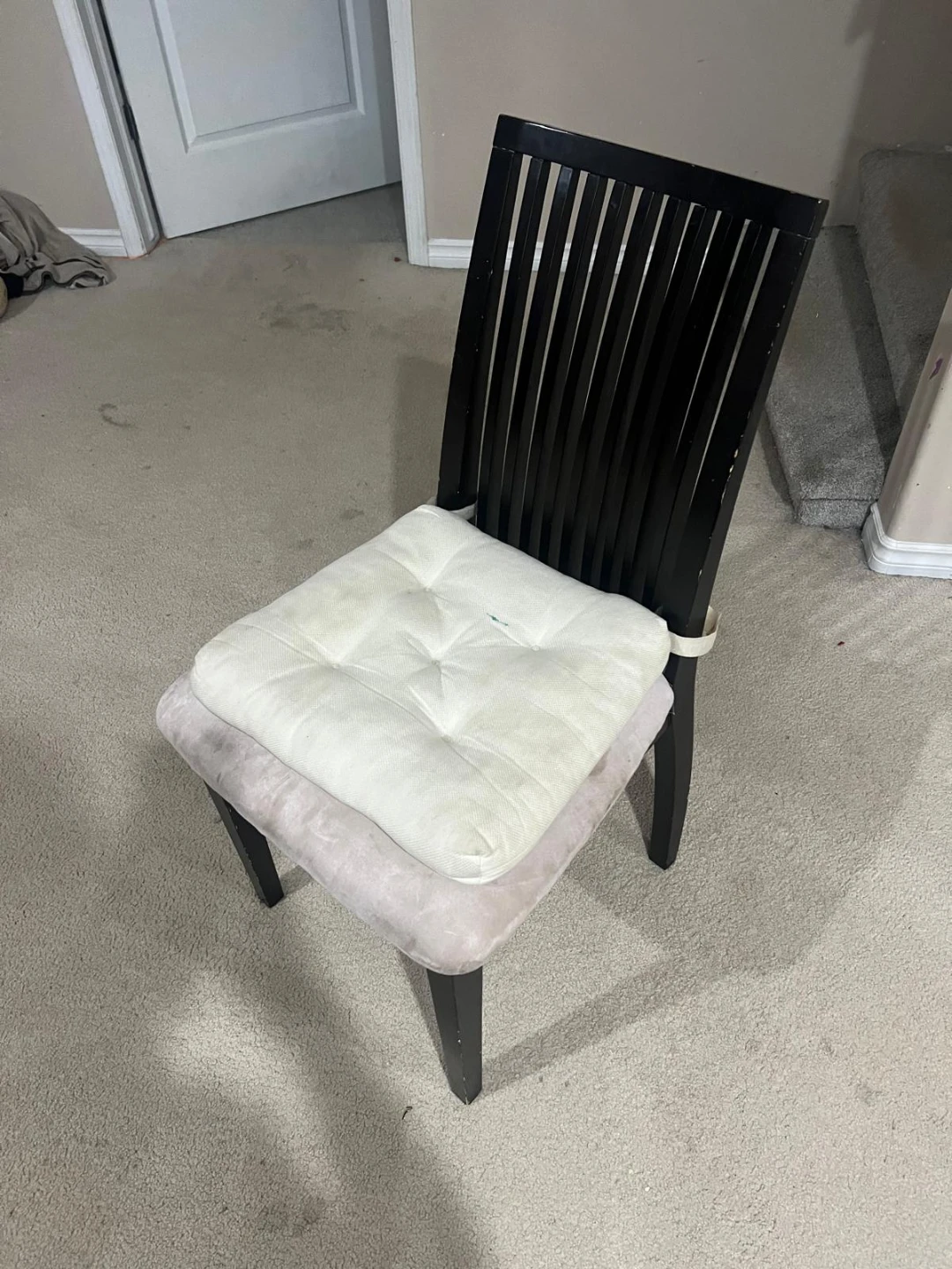 Wooden Dining Chair with Black Upholstered Seat - photo 4