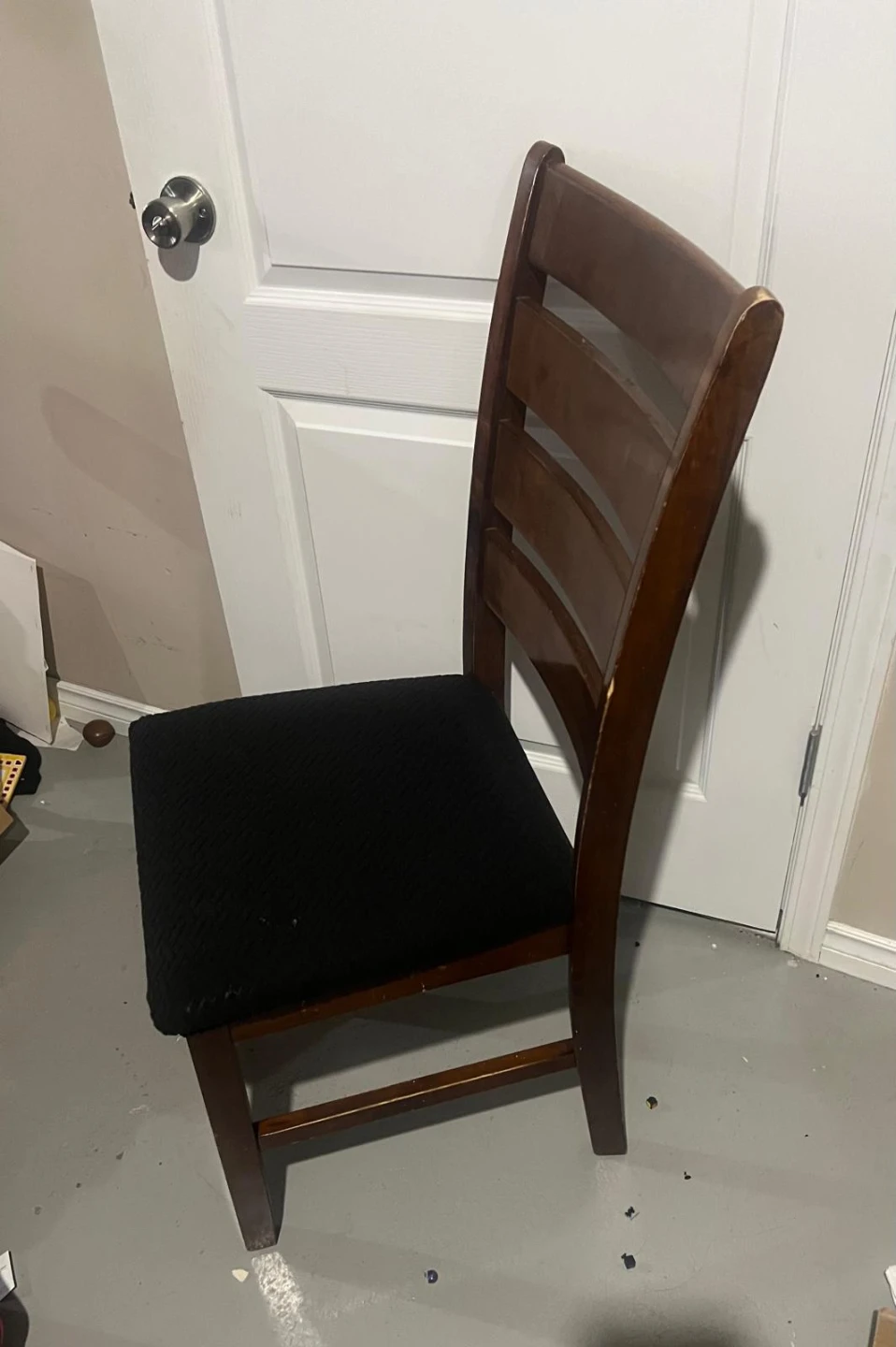 Wooden Dining Chair with Black Upholstered Seat - photo 5