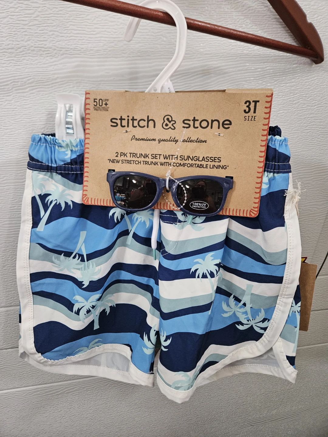 Stitch & Stone 2 Pack Boys Swim Trunks with Sunglasses Size 3T
