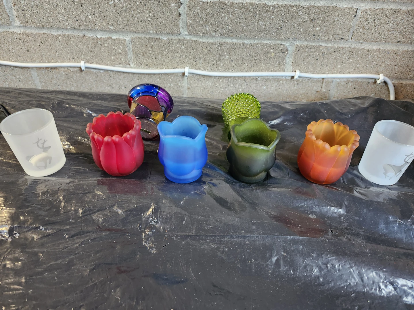 Assorted Coloured Glass Votive Candle Holders