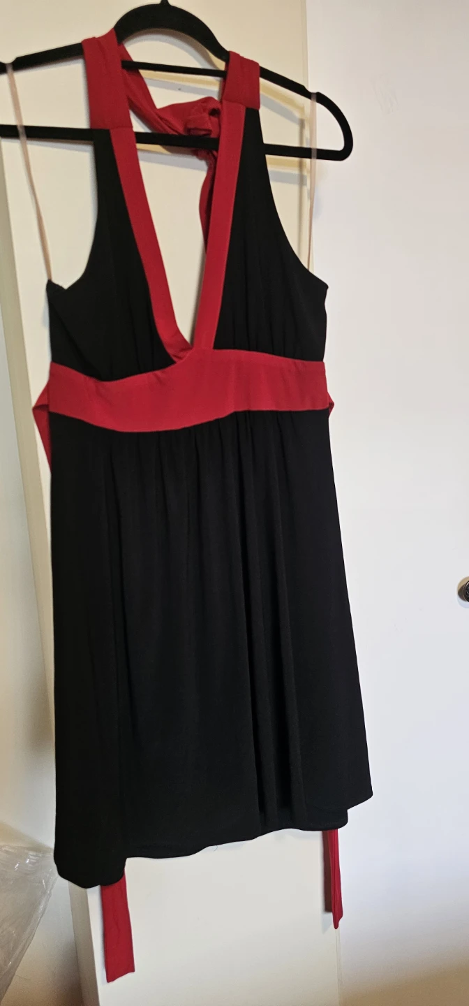 Black and Red Halter Dress