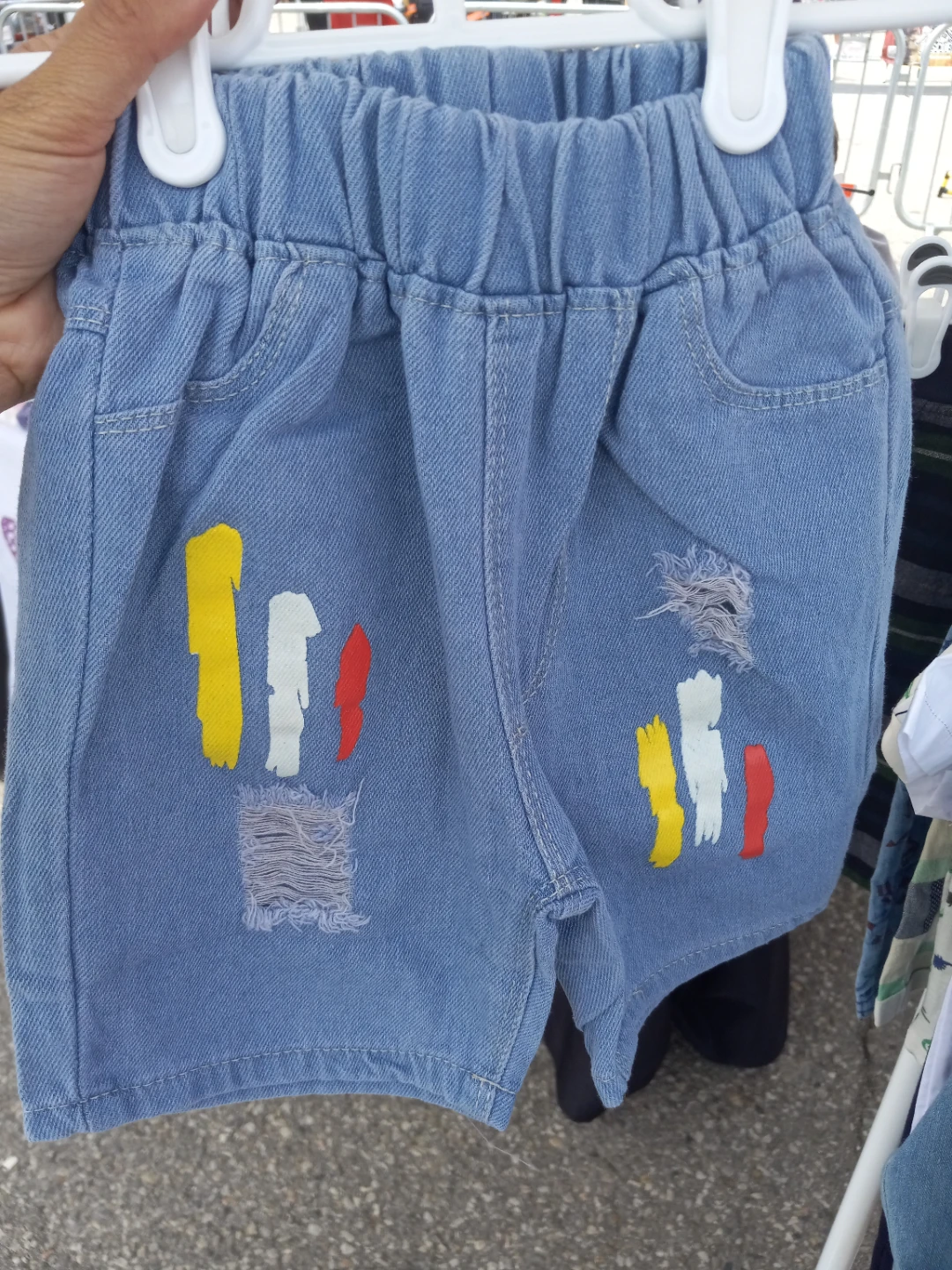 Boys' Light Wash Denim Shorts with Splatter Design