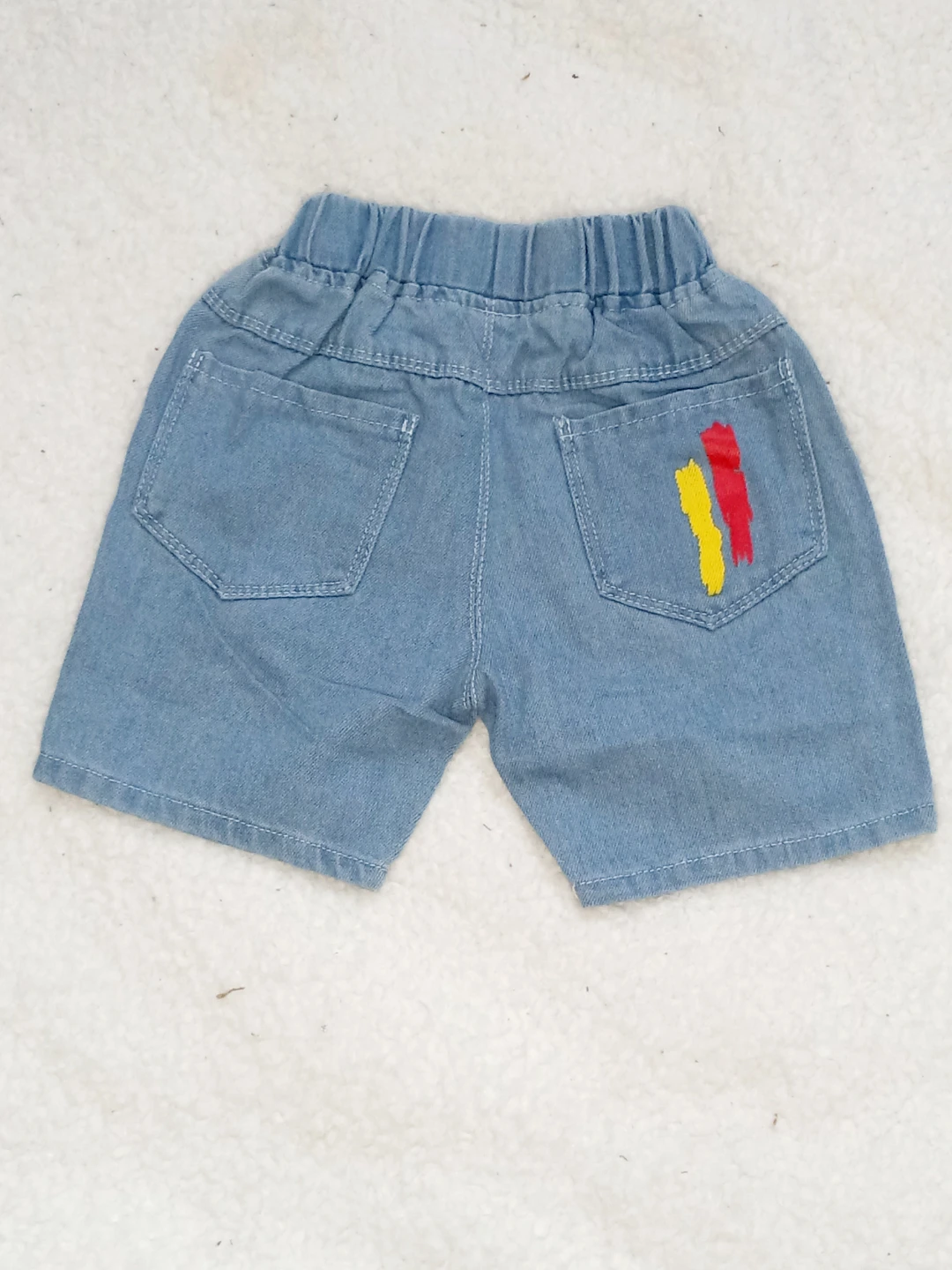 Boys' Light Wash Denim Shorts with Splatter Design - photo 3